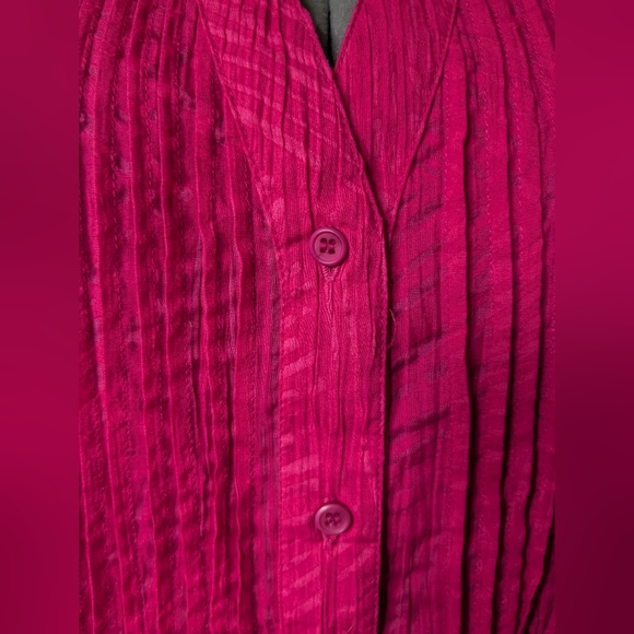 Vintage 00's, Michel Antoni, pink, 3/4 sleeves, button down, long, blouse. - Picture 4 of 13